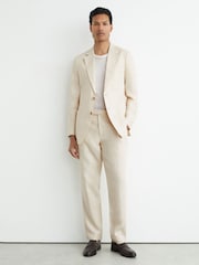 Reiss Stone Atlantic Classic-Fit Linen-Twill Single-Breasted Suit Blazer - Image 4 of 9