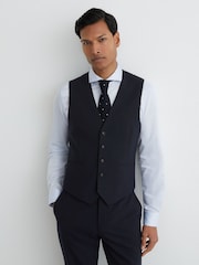 Reiss Navy Belmont Single-Breasted Tailored Waistcoat - Image 1 of 6