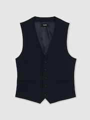 Reiss Navy Belmont Single-Breasted Tailored Waistcoat - Image 2 of 6