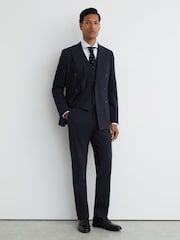 Reiss Navy Belmont Single-Breasted Tailored Waistcoat - Image 4 of 6