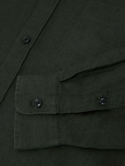 Verde medianoche - Reiss Queens Linen Regular-Fit Button-Down Shirt - Imagen 5 de 5