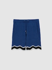 Reiss Blue Helios Cotton-Blend Wave-Knit Tipped Shorts - Image 2 of 7