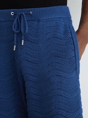 Reiss Blue Helios Cotton-Blend Wave-Knit Tipped Shorts - Image 5 of 7