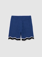 Reiss Blue Helios Cotton-Blend Wave-Knit Tipped Shorts - Image 6 of 7