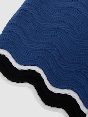 Reiss Blue Helios Cotton-Blend Wave-Knit Tipped Shorts - Image 7 of 7