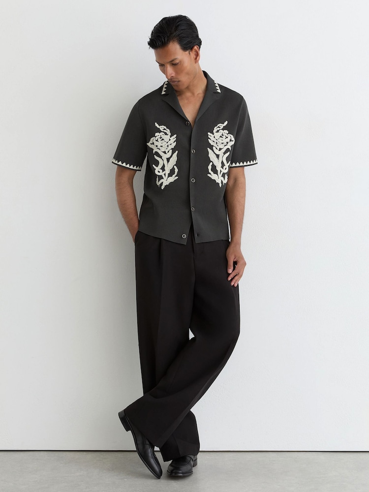 灰色Anthracite - Reiss Folia Floral-Embroidered Knitted Shirt - 圖片 1/5 灰色Anthracite - Reiss Folia Floral-Embroidered Knitted Shirt - 圖片 1/5
