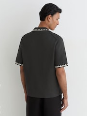 灰色Anthracite - Reiss Folia Floral-Embroidered Knitted Shirt - 圖片 4/5