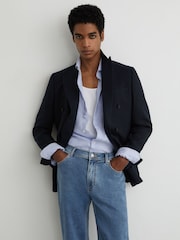 Reiss Light Wash Blue Bishopsgate Soft-Stretch Straight-Leg Jeans - Image 4 of 7