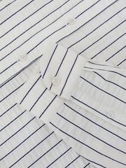 Reiss White/Blue Dupree Modal-Blend Seersucker Pinstripe Shirt Regular-Fit - Image 7 of 7