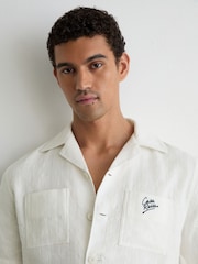 Reiss White Simeon Cotton Textured Four-Pocket Logo Shirt - Image 3 of 6