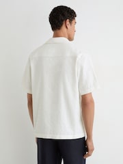 Reiss White Simeon Cotton Textured Four-Pocket Logo Shirt - Image 4 of 6
