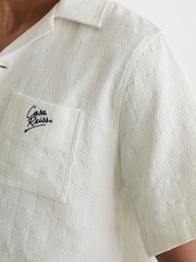 Reiss White Simeon Cotton Textured Four-Pocket Logo Shirt - Image 5 of 6