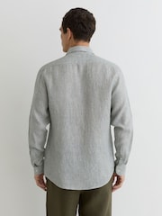 Reiss Dark Sage/White Fine Stripe Ruban Stripe Shirt - Image 5 of 6
