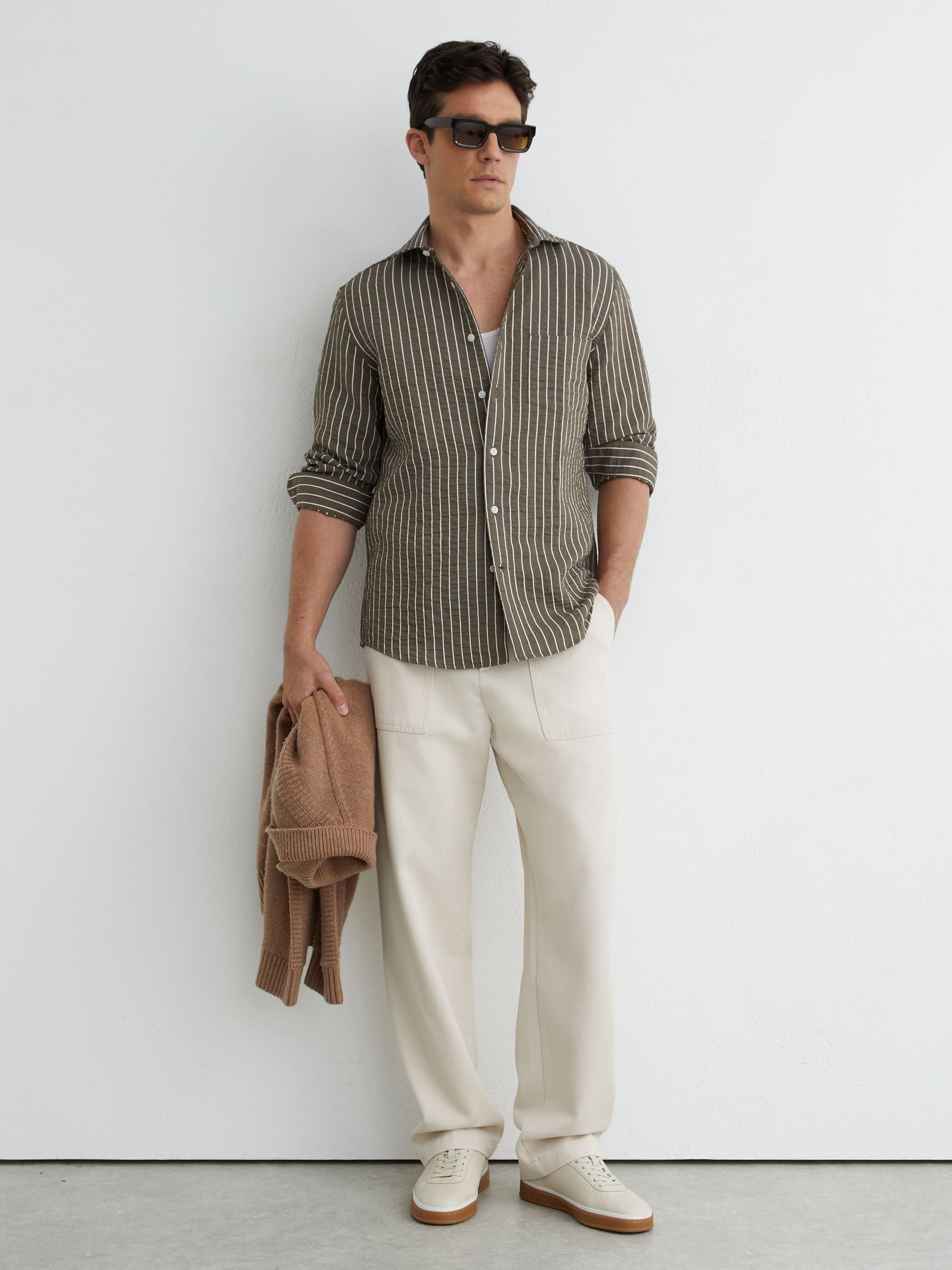 Buy Reiss Vintage Green Dupree Modal-Blend Seersucker Pinstripe