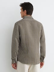 Reiss Vintage Green Dupree Modal-Blend Seersucker Pinstripe Shirt Regular-Fit - Image 5 of 6