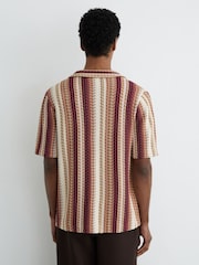 Reiss Pink Fleet Stripe-Knit Cuban-Collar Shirt - Image 5 of 6