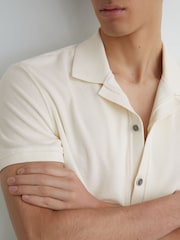 Reiss White Eden Towelling Short-Sleeve Shirt - Image 1 of 5