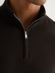 Reiss Dark Brown Blackhall Merino Wool Half-Zip Jumper - Image 3 of 6