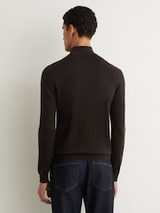Reiss Dark Brown Blackhall Merino Wool Half-Zip Jumper - Image 5 of 6