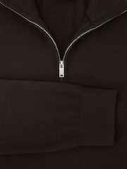 Reiss Dark Brown Blackhall Merino Wool Half-Zip Jumper - Image 6 of 6