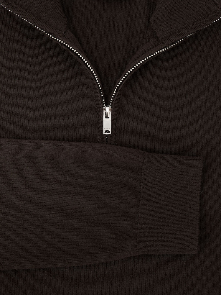 Reiss Dark Brown Blackhall Merino Wool Half-Zip Jumper - Image 6 of 6 Reiss Dark Brown Blackhall Merino Wool Half-Zip Jumper - Image 6 of 6