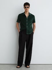 Reiss Forest Green Eden Towelling Short-Sleeve Shirt - Image 4 of 6