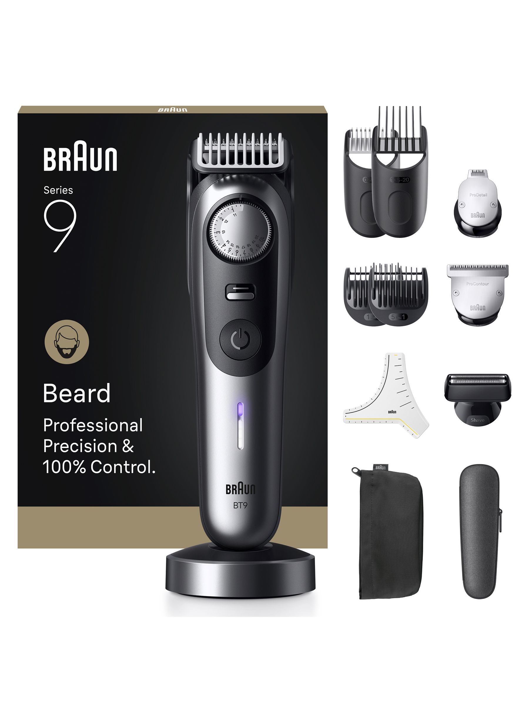 Braun Beard Trimmer Series 9 BT9560 - ProBlade, 52 Lengths, 12 Barbering Tools - Silver - Image 9