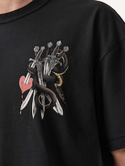 AllSaints Black Serrate Short Sleeve Crew Neck T-Shirt - Image 4 of 9