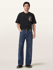 AllSaints Black Serrate Short Sleeve Crew Neck T-Shirt - Image 6 of 9