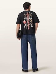 AllSaints Black Serrate Short Sleeve Crew Neck T-Shirt - Image 7 of 9