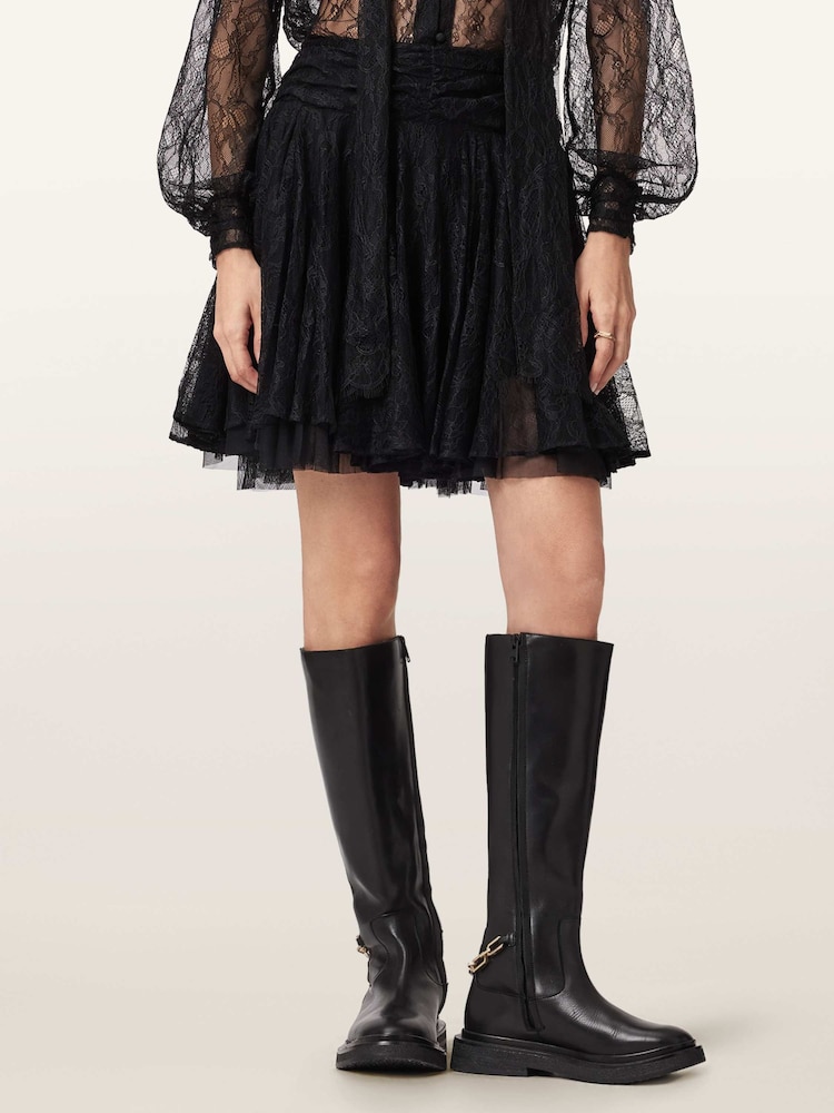 AllSaints Black Athena Lace Skirt - Image 1 of 8