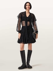 AllSaints Black Athena Lace Skirt - Image 6 of 8