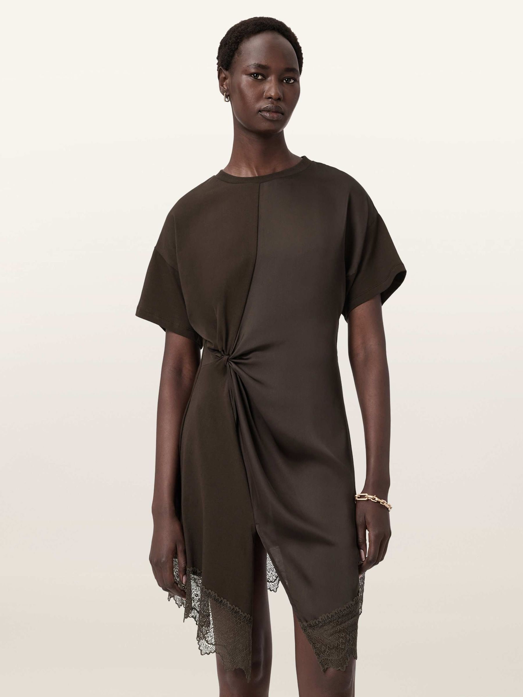 Buy AllSaints Brown Lana Lace Trim Mini Dress from Next USA
