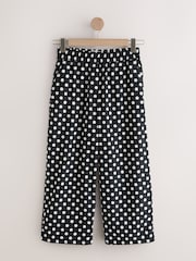 Black/White Spot Stretch Linen Blend Culottes - Image 6 of 8