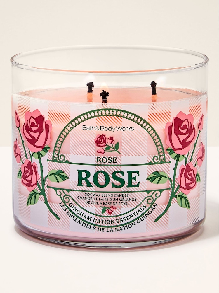 Bath & Body Works Rose 3 Wick Candle 411g - Image 1 of 2 Bath & Body Works Rose 3 Wick Candle 411g - Image 1 of 2
