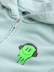 أزرق Smiley - هودي مطبوع بسحاب كامل (3-16سنة) - صورة 3 من 4