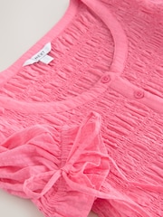 Pink Smocked Peplum Short Sleeve Top - Image 5 of 6