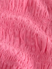 Pink Smocked Peplum Short Sleeve Top - Image 6 of 6