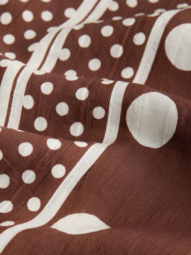 Chocolate Brown/Ecru Polka Dot Short Sleeve Boxy Top - Image 2 of 3 Chocolate Brown/Ecru Polka Dot Short Sleeve Boxy Top - Image 2 of 3