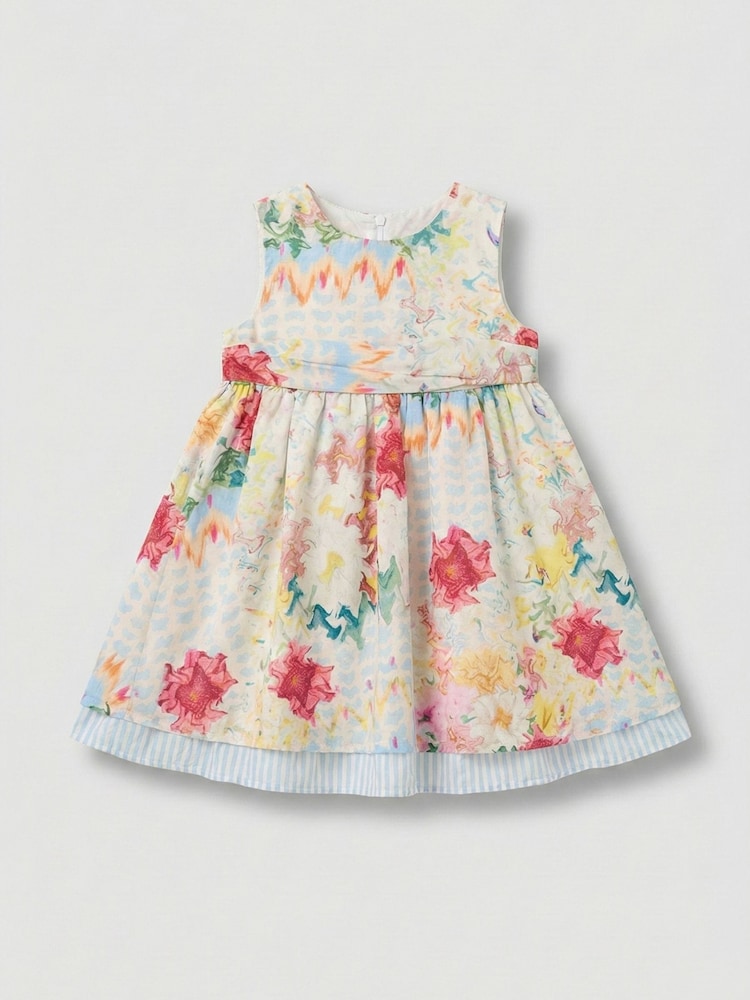 Angel & Rocket Cream Seren Printed Tie Waist Dress - Image 1 of 2 Angel & Rocket Cream Seren Printed Tie Waist Dress - Image 1 of 2