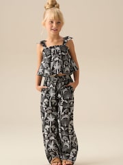 Angel & Rocket Black Amie Monochrome Palm Print Top & Jogger Set - Image 1 of 8