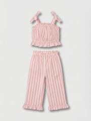 Angel & Rocket Pink Polly Candy Stripe Frill Top & Jogger Set - Image 1 of 6