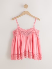 Pink Lace Trim Cami Top - Image 5 of 7