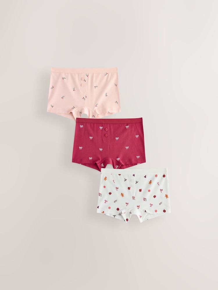 Red Bow Christmas Boxer Shorts (2-16yrs) - Image 1 of 7 Red Bow Christmas Boxer Shorts (2-16yrs) - Image 1 of 7