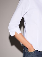 White Fitted Stretch Essential 3/4 Sleeve Shirt - Image 4 of 4