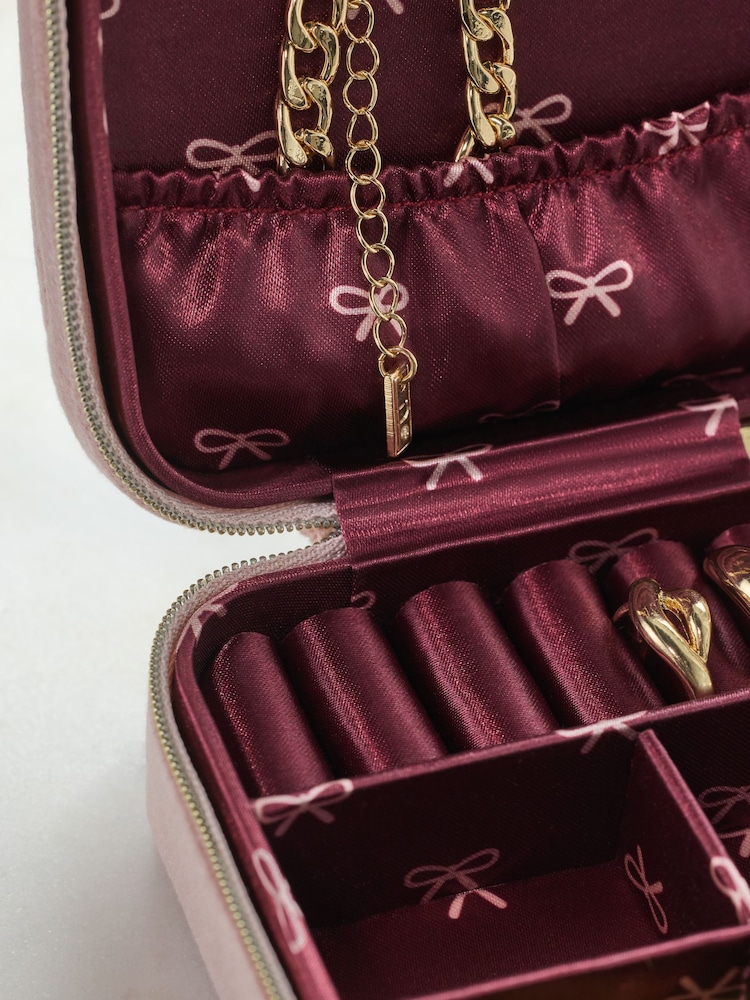 Pink Bow Travel Jewellery Box - Image 4 of 4 Pink Bow Travel Jewellery Box - Image 4 of 4