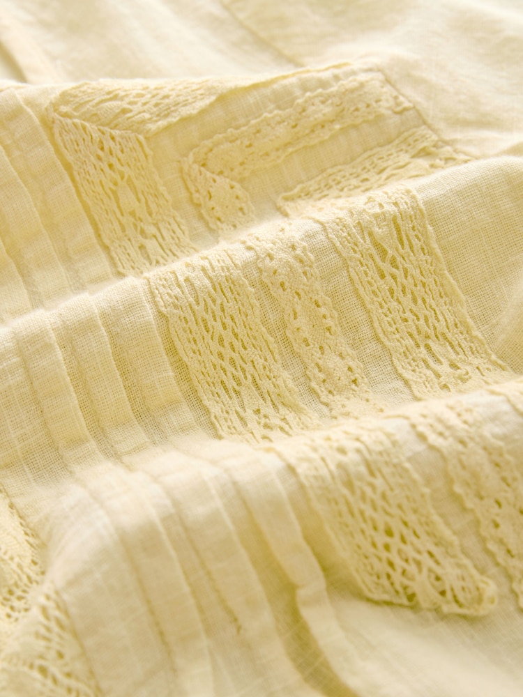 Yellow Lace Detail Short Sleeve Blouse - Image 3 of 3 Yellow Lace Detail Short Sleeve Blouse - Image 3 of 3