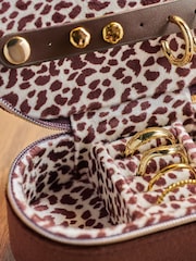 Chocolate Brown Leopard Mini Travel Jewellery Box - Image 3 of 5