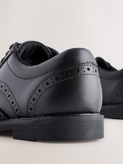 Black Leather Lace-up Brogue School Shoes - Image 5 of 6