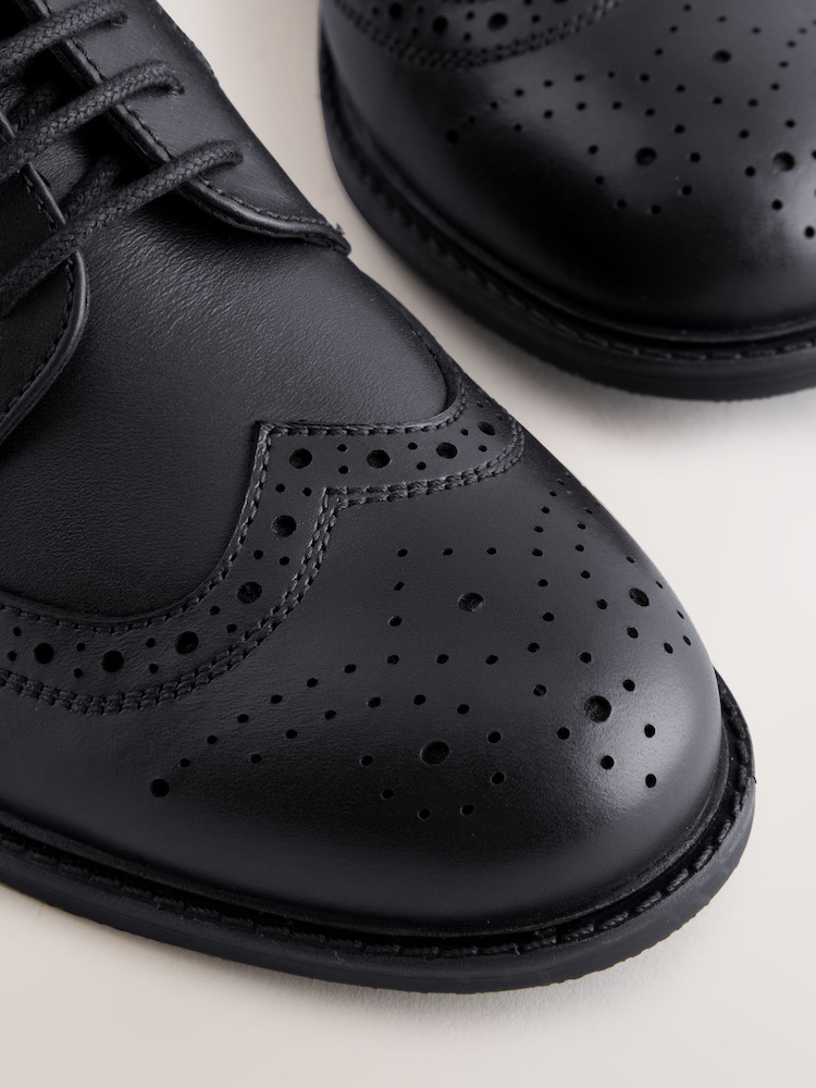 Black Leather Lace-up Brogue School Shoes - Image 6 of 6 Black Leather Lace-up Brogue School Shoes - Image 6 of 6